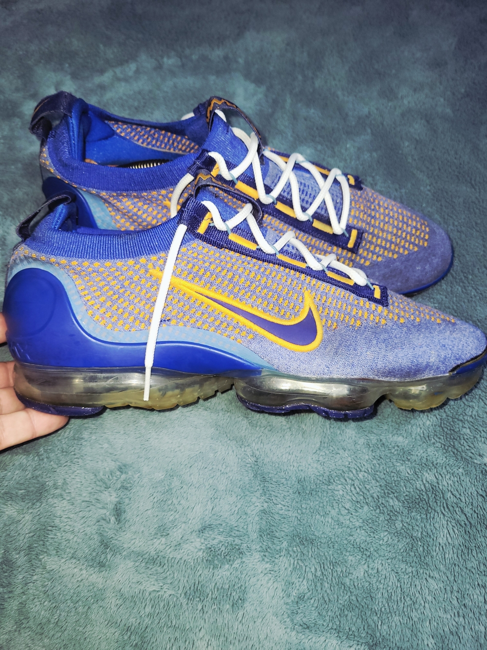 Title IdeaNike Air VaporMax 2021 Flyknit Knicks Blue Orange Mens Size 12 FD071
